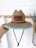 Personalized Straw Sun Hat: Faux Leather Name Patch, Baby Toddler Child