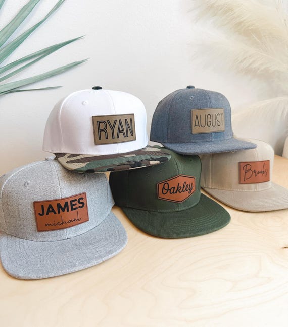 Personalized Leather Patch Flat Bill Snapback Hat: Custom Kids & Adult Cap