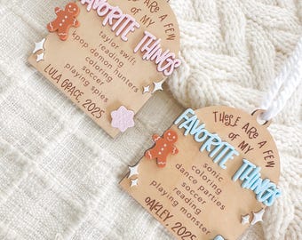 Personalized Favorite Things Ornament, Yearly Ornament, Milestones, Baby's First Christmas, Child