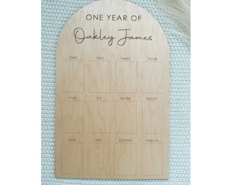 One Year Milestone Picture Board, One Year Photo Board, Monthly Milestone Display, Wood