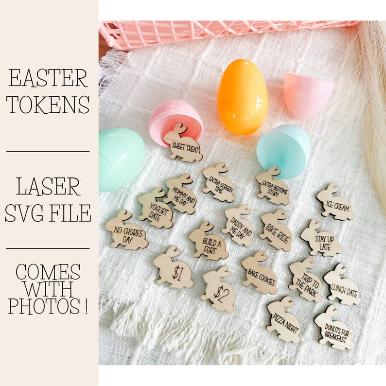 Ostereiersuche-Token Laserdatei: Hase SVG Glowforge-Datei Bild 1