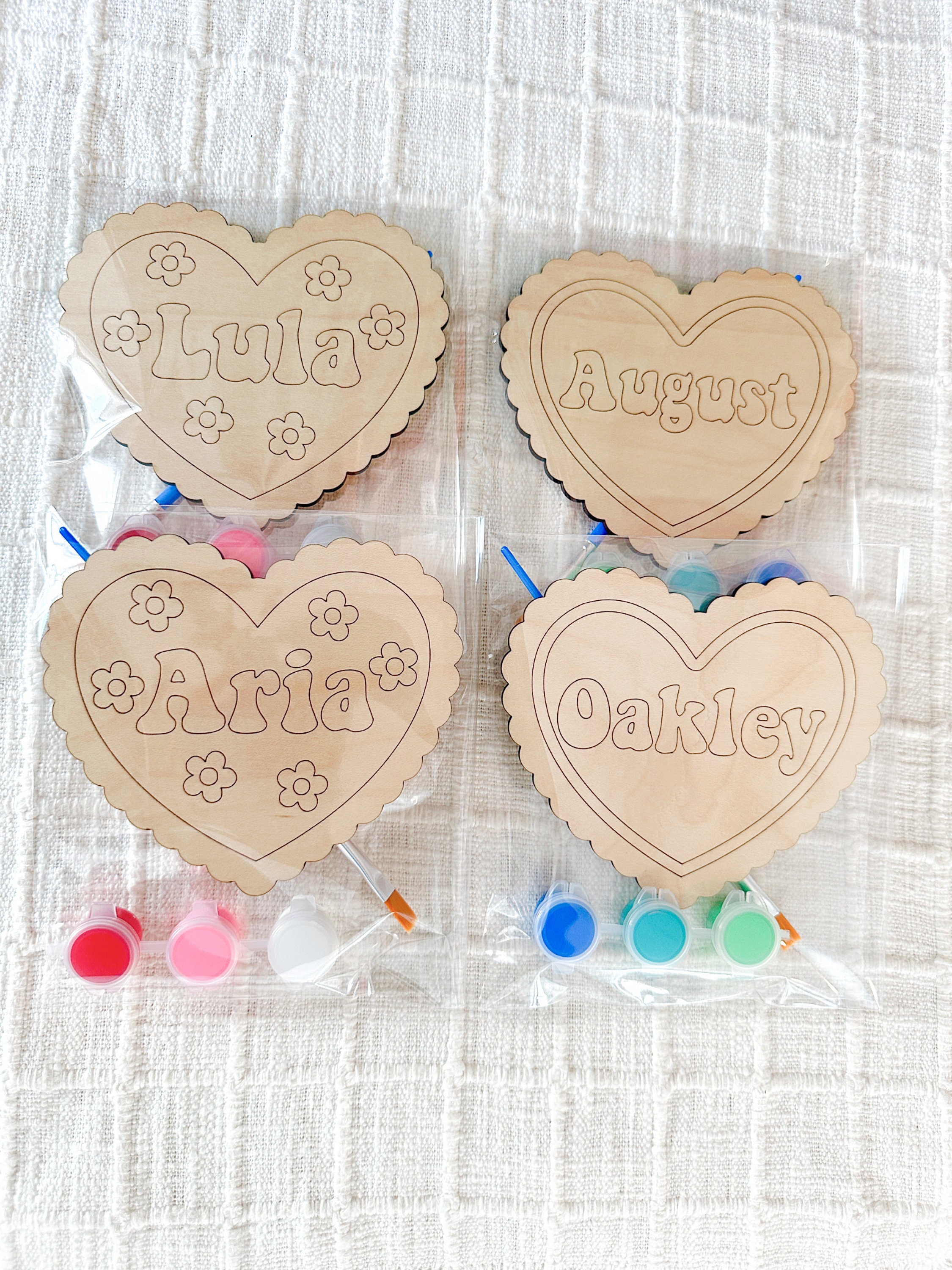 Personalized Heart Paint Kit, Valentines Craft, Valentines Basket, Basket Stuffer, Kid&#39;s Vday Basket, Basket Tag, Kid&#39;s Valentines