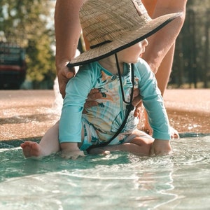 Parche de nombre de cuero sintético sombrero de bebé niño niño adulto, sombrero de paja, sombrero de sol para bebé, sombrero de sol para niños pequeños, sombrero de sol personalizado, sombrero a juego imagen 4