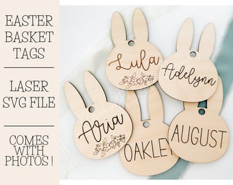 Easter Bunny Basket Tag Laser File: SVG Glowforge File
