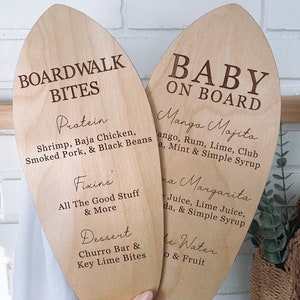 Baby on board bar sign, custom drink menu, personalized drink menu, personalized cocktail list, baby shower cocktail menu, beach baby shower immagine 4