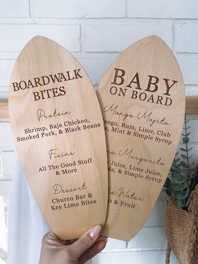 Baby on board bar sign, custom drink menu, personalized drink menu, personalized cocktail list, baby shower cocktail menu, beach baby shower immagine 4