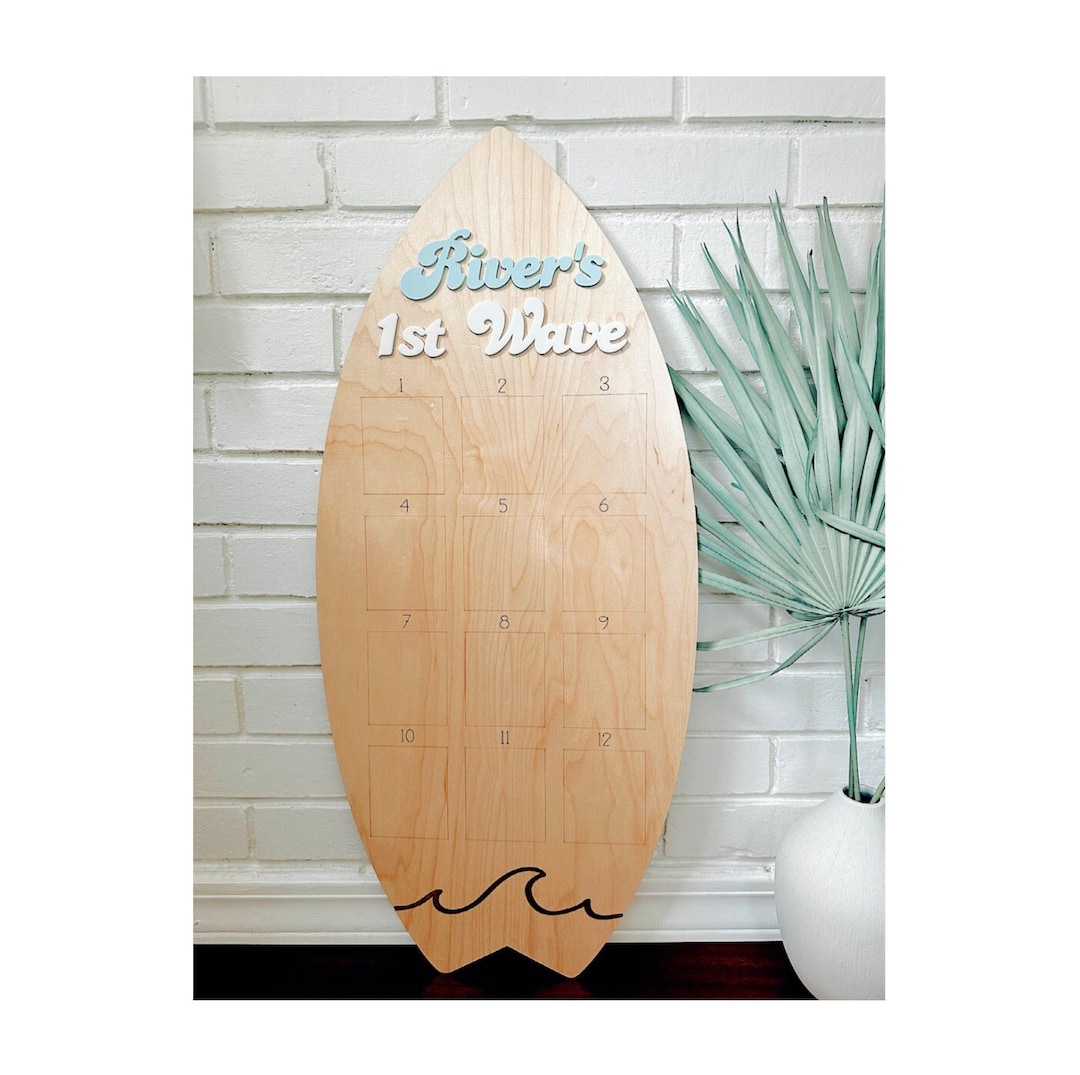 Surfboard One Year Photo Board: First Birthday Decor - Etsy