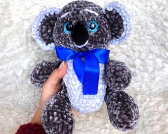 Cute Koala Plush Toy, Crochet Grey Koala Stuffed Toy, Soft Koala Bear Gift for Kids, Amigurumi Crochet Plushies