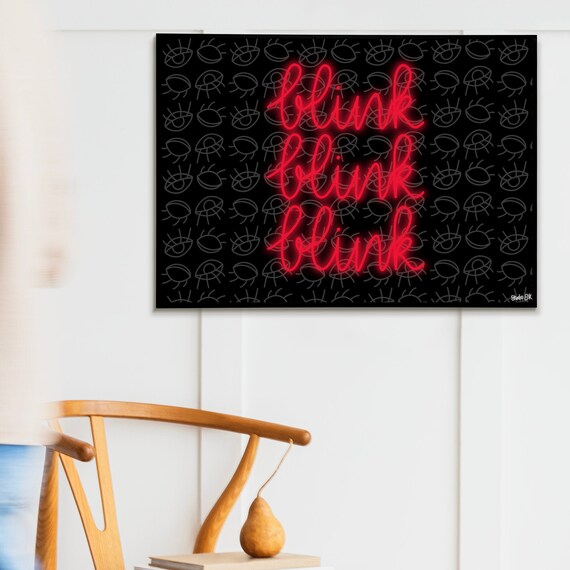 Blink Fake Neon Sign Print Wall Print Digital Print Wall | Etsy