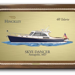 Custom Rope Border plaque with your boat reproduced on metal