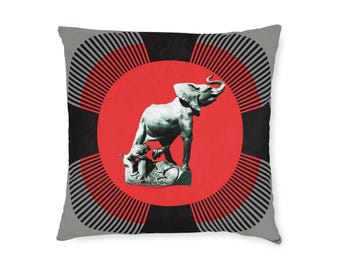 Elephant Square Pillow, Bohemian Home Decor Accent Cushion
