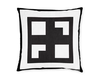 Minimalist Square Throw Pillow, Geometric Print, Home Decor