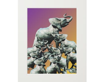 Framed Elephant Art Print: Giclée Fine Art Paper, Modern Home Decor