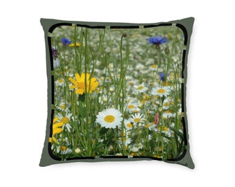 Floral Square Pillow, Botanical Garden Print Cushion