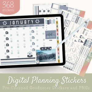 368 Digital Sticker Set for the New Year | Pre-cropped Digital Planner Stickers | PNGs Transparent Background | New Year Planning Stickers