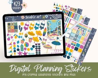 423 Italienische Küste Italiens Digitale Aufkleber für die Juni-Planung | Strand Digitale Planer Aufkleber | Goodnotes Aesthetic Sticker Set 1 | Italienischer Sommer