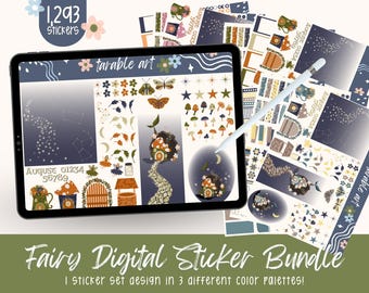 Mystische Feengarten Digitale Aufkleber: August Planer Bundle (1293 PNGs)