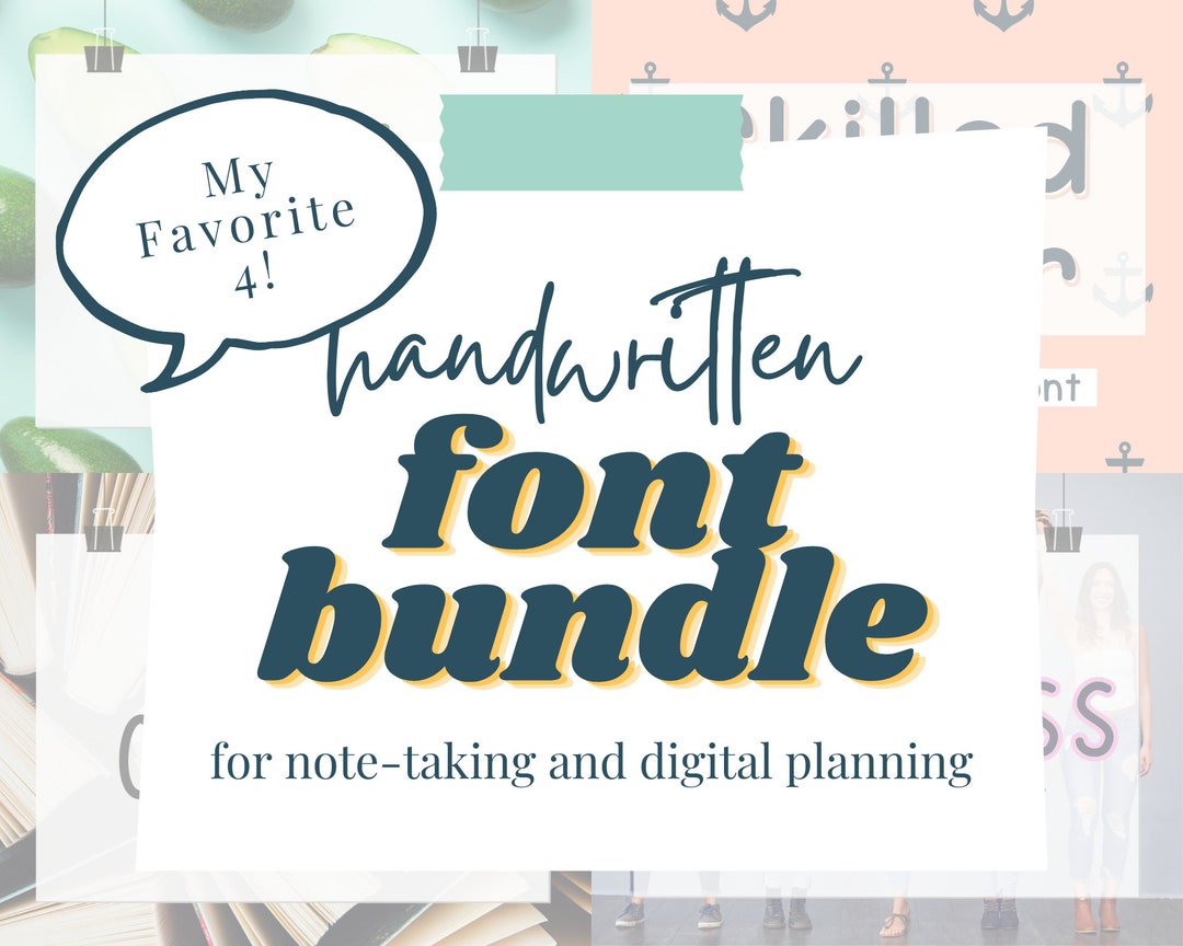 Four Handwritten Font Bundle, Perfect for Note-taking, Digital Planning ...