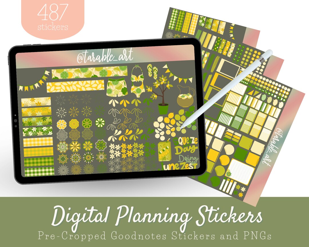 487 Citrus-ly Cute Digital Stickers Set June | Pre-cropped