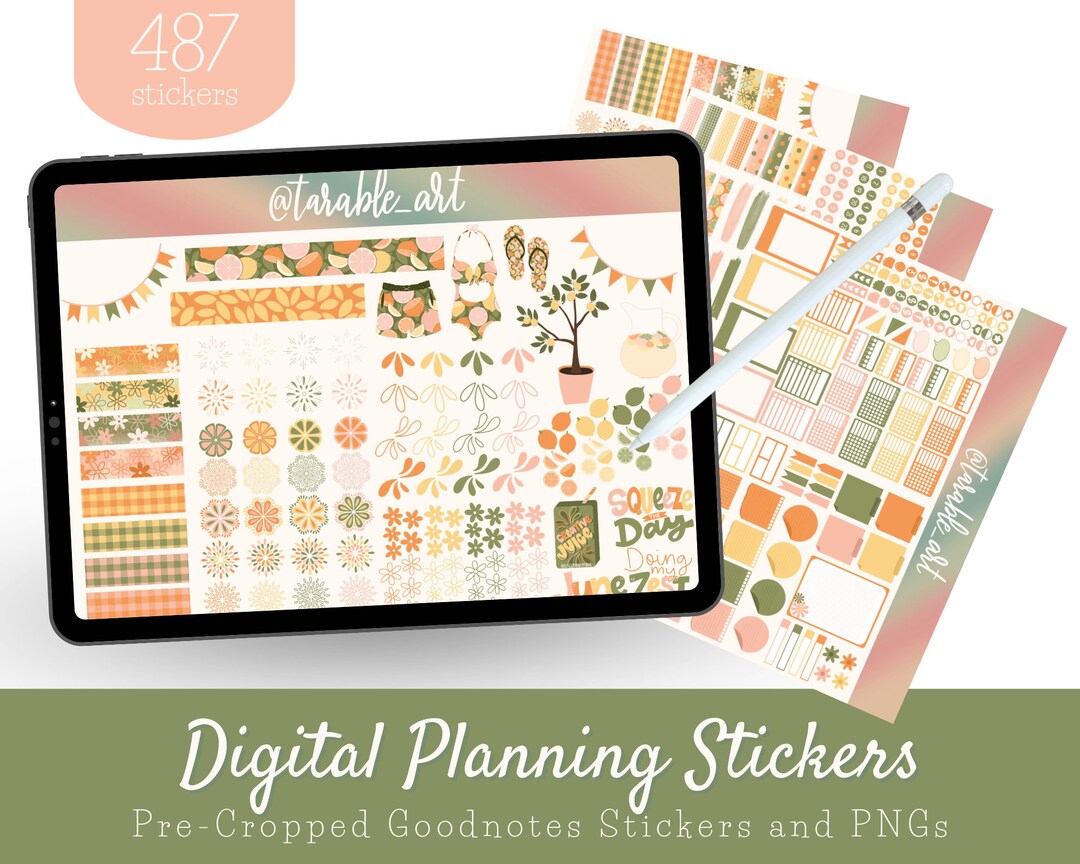 487 Citrus-ly Cute Digital Stickers Set June | Pre-cropped