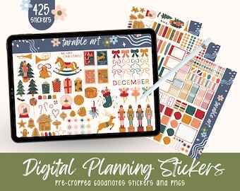 Weihnachten Digitale Planer Sticker: Vorgeschnittenes PNG Set (425 Sticker)