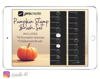 Pumpkin Stamp Brush Set for Procreate: Halloween Fall Designs (Digital Download)