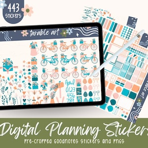 Spring Bicycle Floral Stickers: April Planner Stickers (443 PNG)