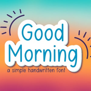 Impression Bonjour, gribouillis au lever du soleil, notes numériques manuscrites et vibrations, agenda quotidien avec police de caractères personnalisée pour étude, téléchargement immédiat