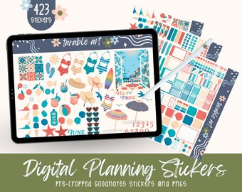 423 Italienische Küste Italiens Digitale Aufkleber für die Juni-Planung | Strand Digitale Planer Aufkleber | Goodnotes Aesthetic Sticker Set 3 | Italienischer Sommer