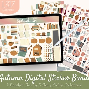 Autumn Digital Sticker Bundle: Cozy Planner Stickers (1317 PNGs)