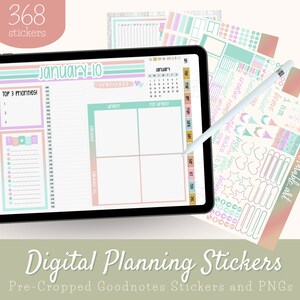 368 Digital Sticker Set for the New Year | Pre-cropped Digital Planner Stickers | PNGs Transparent Background | New Year Planning Stickers