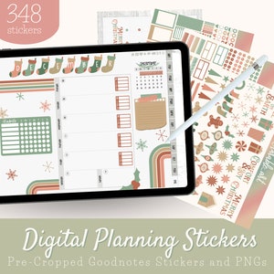348 Digital Sticker Set for Christmas | Pre-cropped Digital Planner Stickers | PNGs Transparent Background | Vintage Christmas Stickers