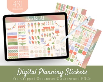 Ice Cream & Popsicle Digital Stickers: Summer Planner, 431 PNGs (Goodnotes)