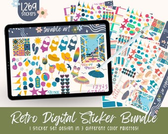 Italienische Küste Sommer Aufkleber: Strand & Gelato Digital Planner (1269 PNGs) (Goodnotes File) (Digitaler Download)