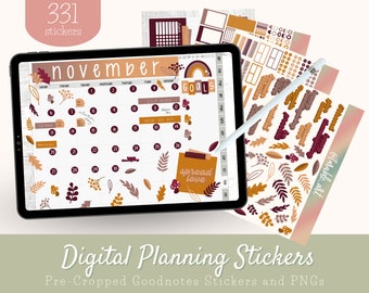 331 Digital Sticker Set for Late Autumn | Pre-cropped Digital Planner Stickers | PNGs Transparent Background | November Squash Sticker Set