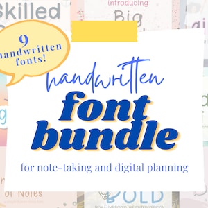 Handwritten Font Bundle, Perfect for Cricut, Student Notes Digital Planning, Simple Cute Handwriting Fonts for Cricut Projects, Note Taking