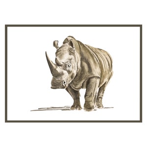 Pacote de 5 cartões - Cartões de felicitações de rinoceronte - Pintura à mão - Vida selvagem africana - Aquarela original - Rinoceronte - Cartão de arte em branco - Cartões de caridade