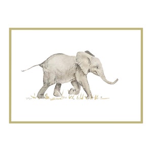 5er Pack Karten - Baby Elefant Grußkarten - Handmalerei - Afrikanische Wildtiere - Original Aquarell - Blank Kunst Karte - Tusk Trust