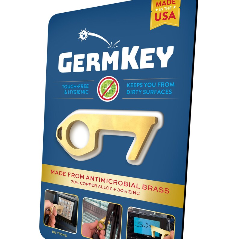 THE BEST Brass Germ Key No Touch Hand Tool No Contact Key Antimicrobial