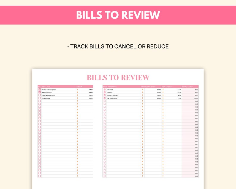 Annual Bills Tracker Spreadsheet Monthly Custom Google Sheet Etsy