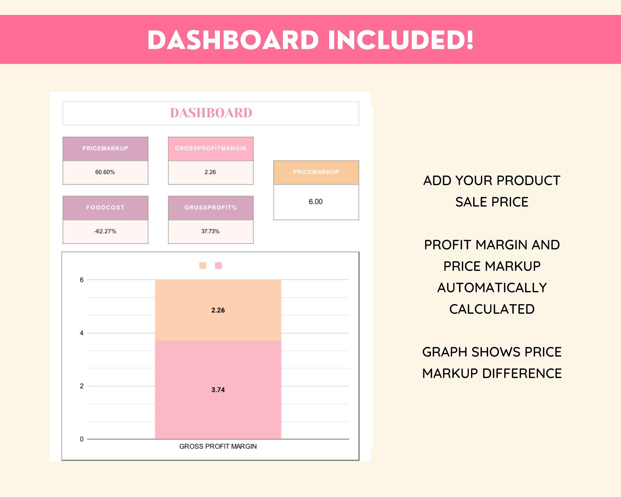 Recipe Cost Calculator Product Pricing Profit Margin - Etsy