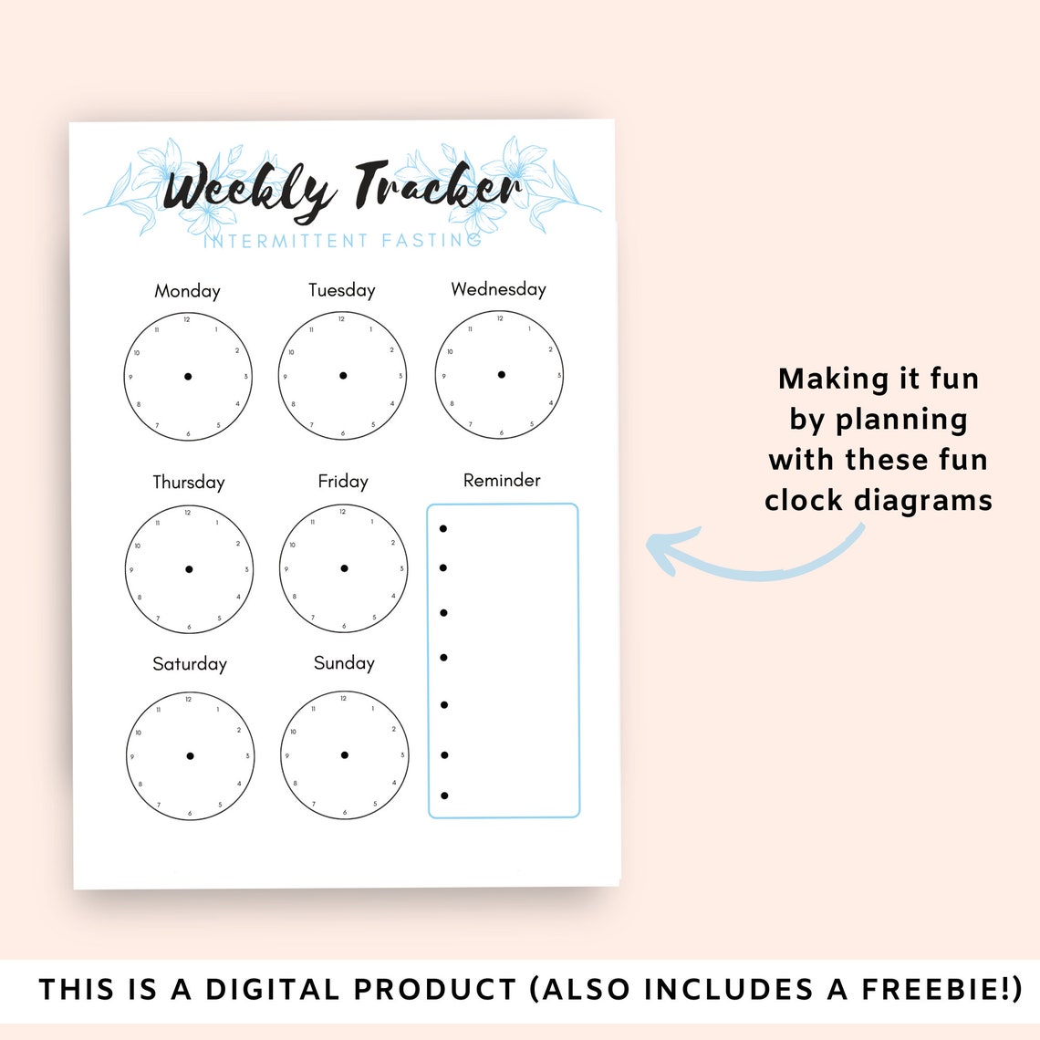 Printable Fasting Tracker Intermittent Fasting Planner | Etsy