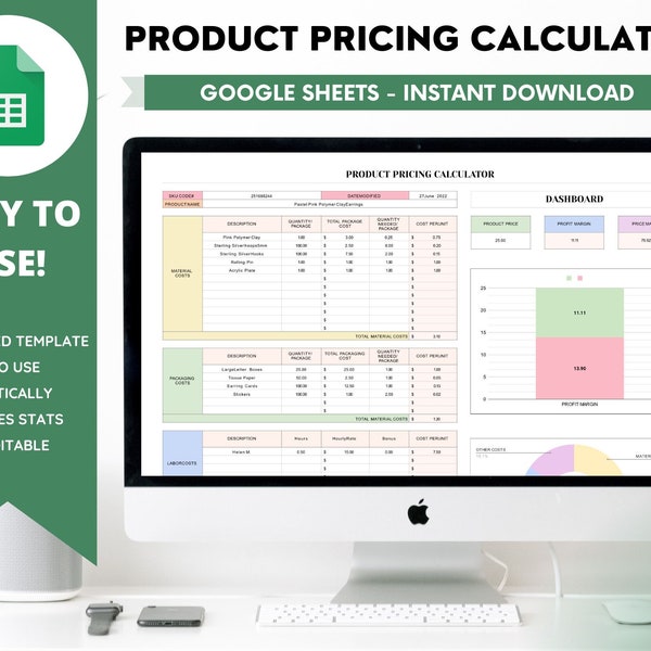 Product Pricing Calculator, Profit Margin Tracker, Custom Google Sheet Editable, Personal Finance Dashboard, Template, Etsy or General