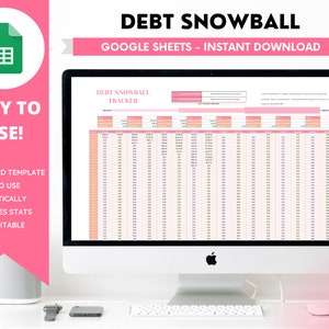 Hoja de cálculo de bola de nieve de deuda, Calculadora de bola de nieve de deuda, Calculadora de pago de deuda, Hojas de cálculo de Google, Panel de finanzas, Seguimiento de presupuesto personal