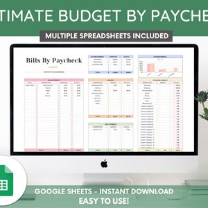 Ultimate Budget By Paycheck Spreadsheet, Monthly Custom Google Sheet Editable, Personal Finance, Saving, Debt, Expense, Income Log, Template