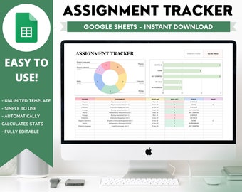 ASSIGNMENT TRACKER Google Sheets Template Homework Planner College and ...