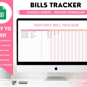 Annual Bills Tracker Spreadsheet, Monthly Custom Google Sheet Editable, Personal Finance Dashboard, Bills Calendar Template, Review Page