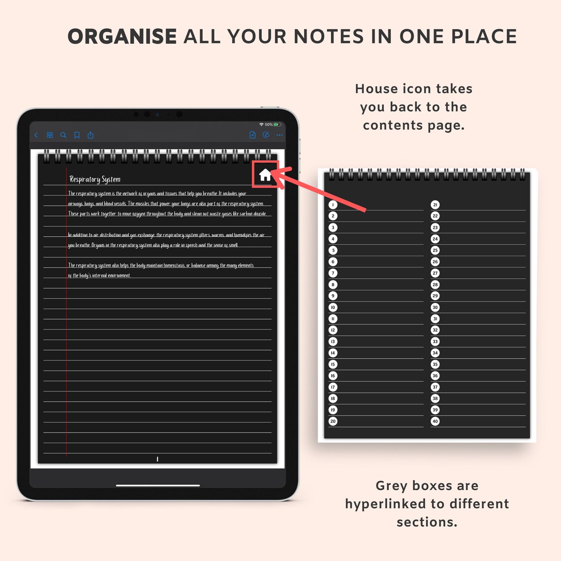 Black Notepad Vertical Notebook Nightmode iPad Android Etsy