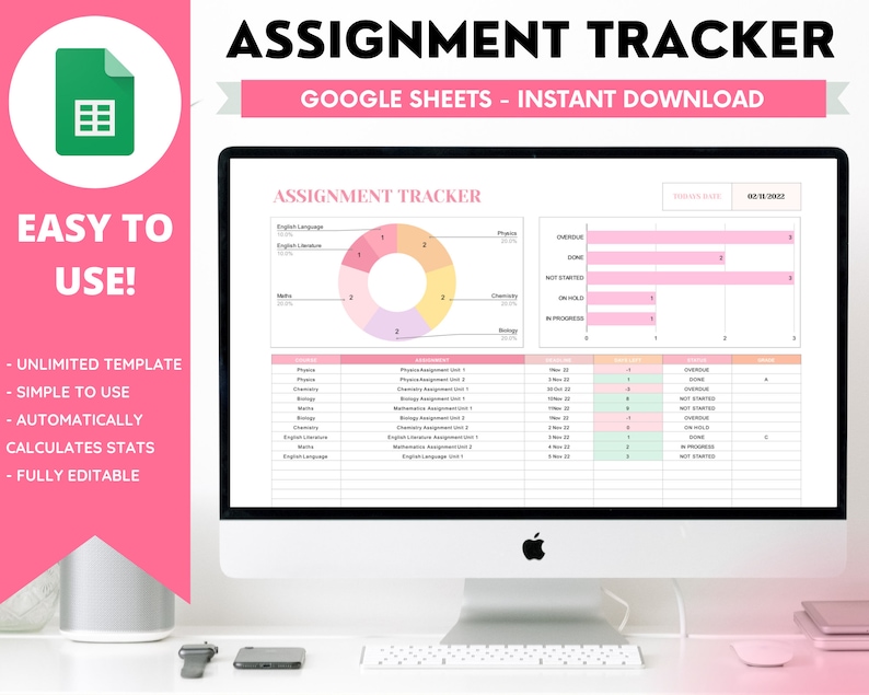 college assignment tracker google sheets