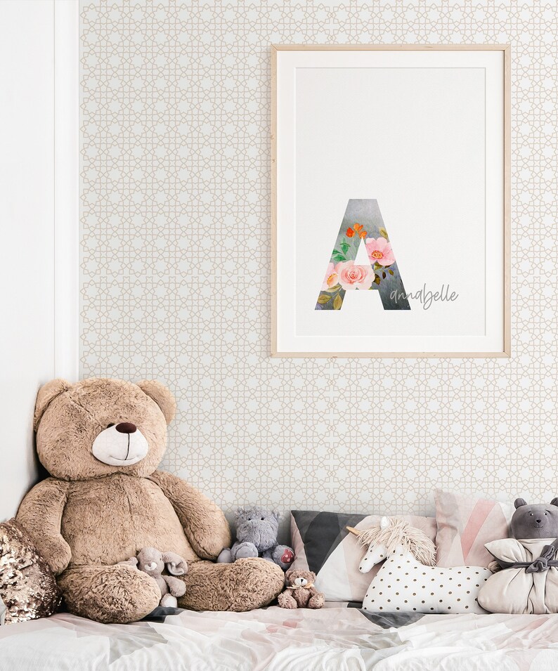 Printable Nursery Name Art Wildflowers Nursery Prints Girl / Etsy